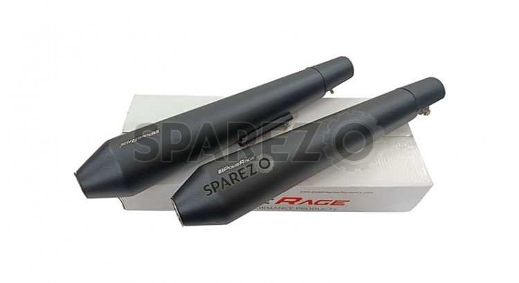 Royal Enfield GT and Interceptor 650 PoweRage Long Exhaust Silencer Black - SPAREZO